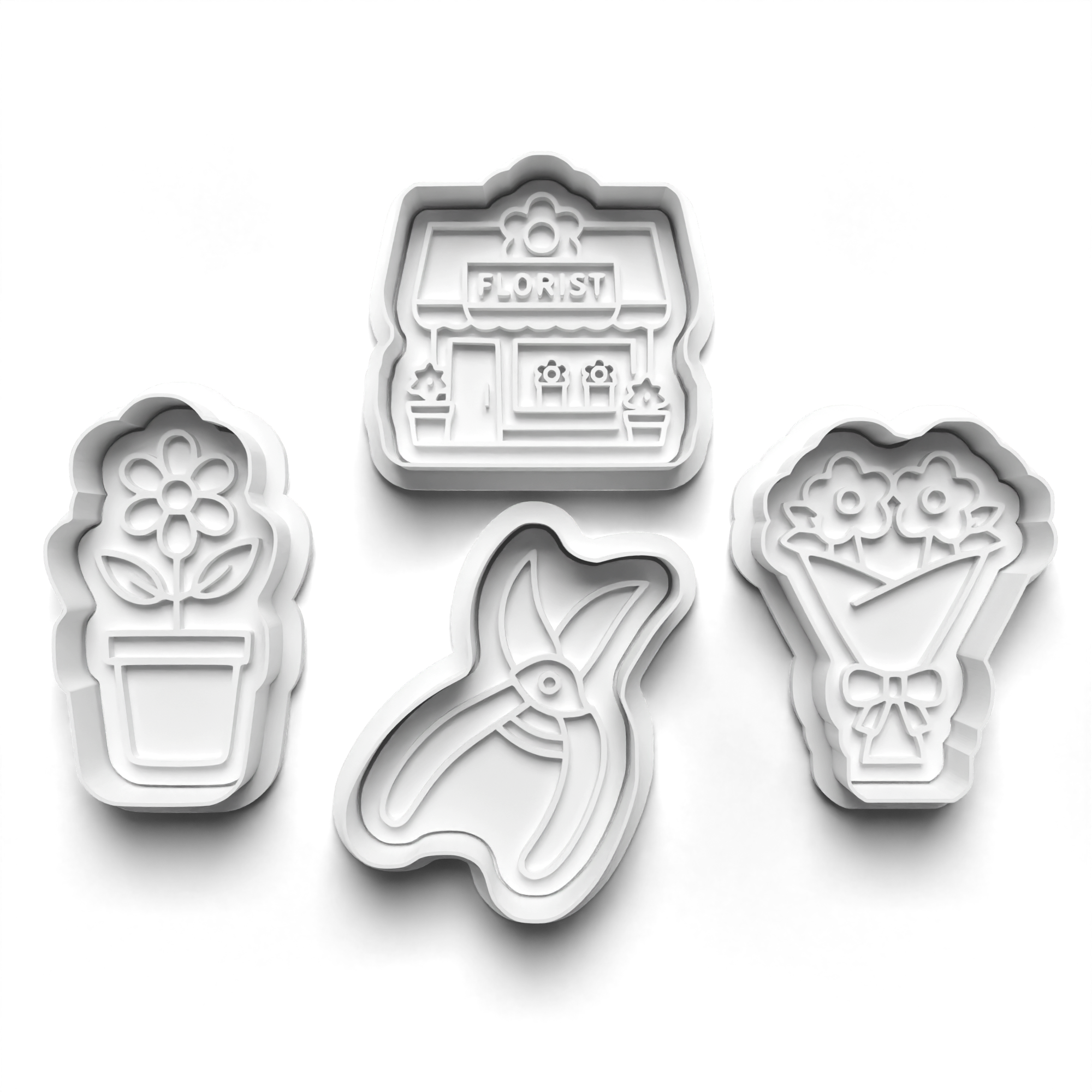 Florist Theme Cookie Cutters Set + Stamps for Baking, Cookies, Crafts 1102