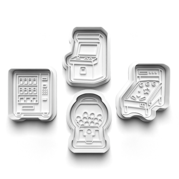 Retro Theme Cookie Cutters Set + Stamps for Baking, Cookies, Crafts 1103