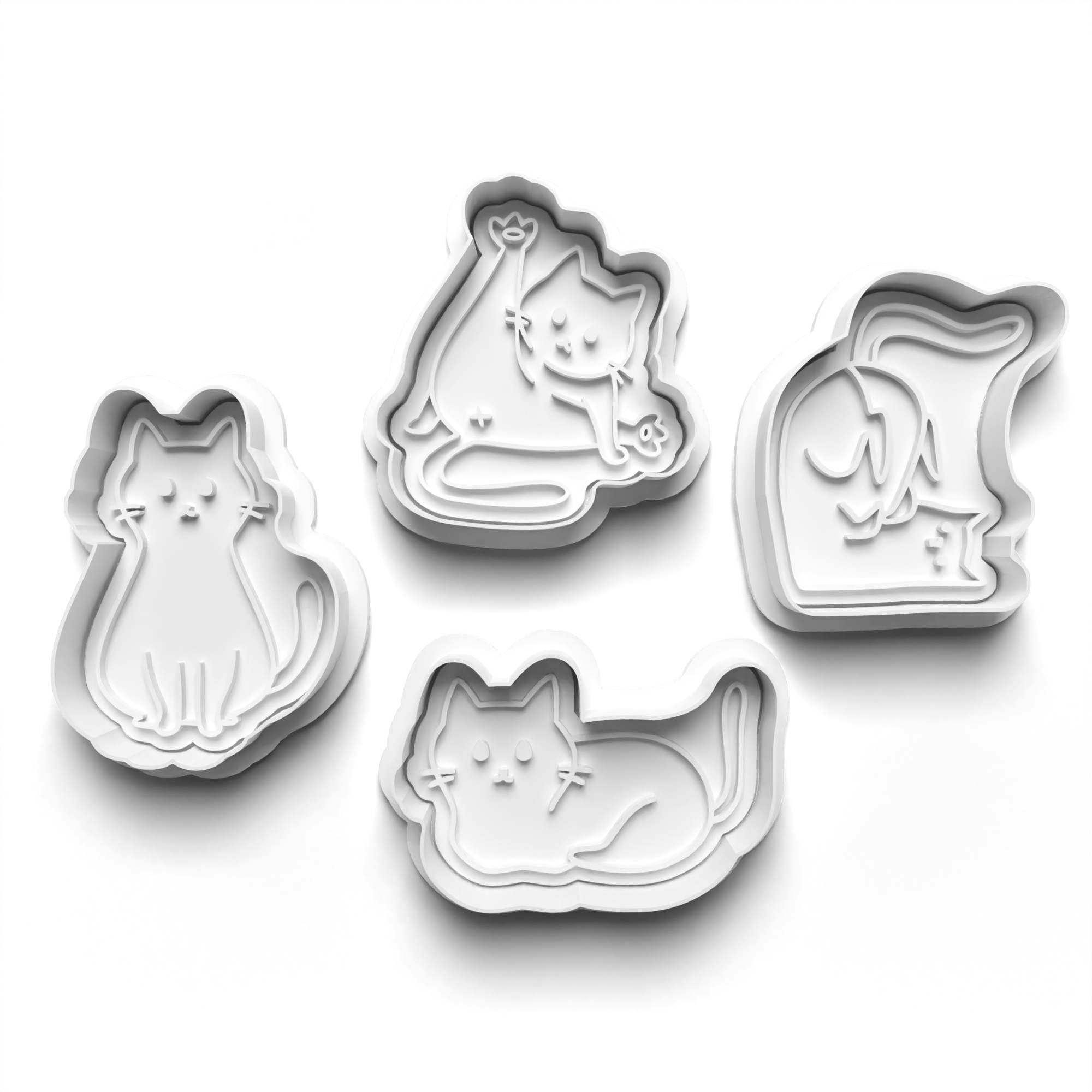 Cat Theme Cookie Cutters Set + Stamps for Baking, Cookies, Crafts 1105