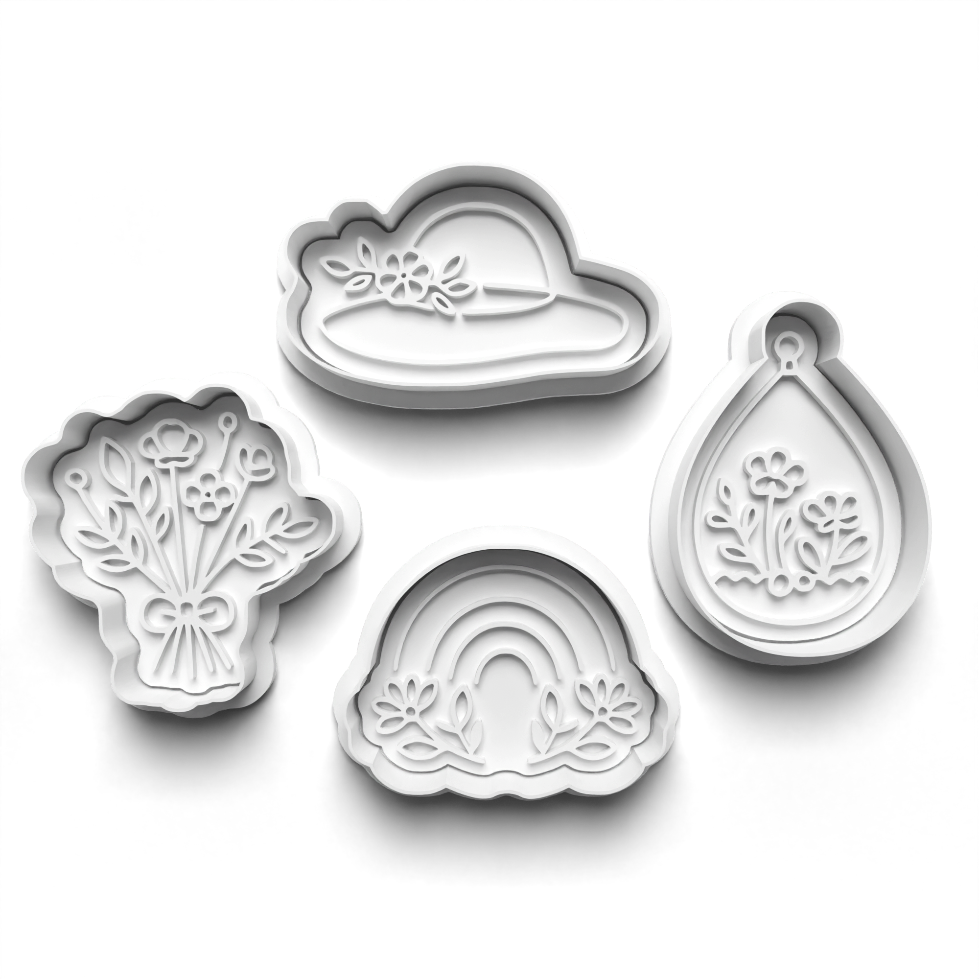 Boho Spring Theme Cookie Cutters Set + Stamps for Baking, Cookies, Crafts 1106