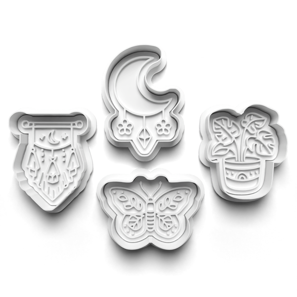 Boho Celestial Theme Cookie Cutters Set + Stamps for Baking, Cookies, Crafts 1107