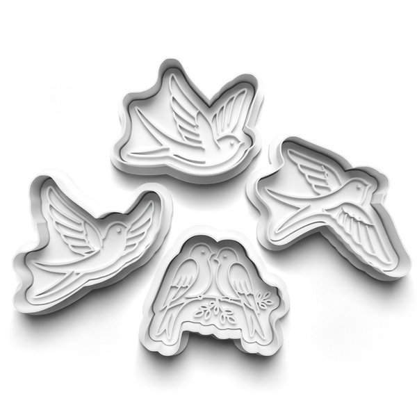 Swallows Theme Cookie Cutters Set + Stamps for Baking, Cookies, Crafts 1108