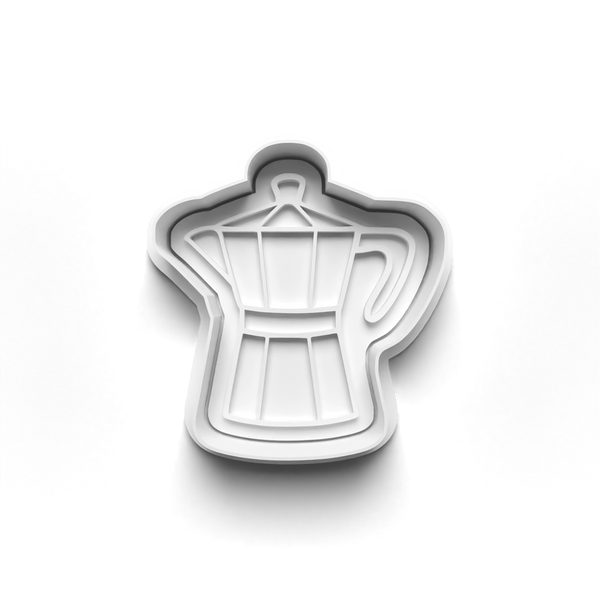 Moka Pot Coffee Theme Cookie Cutters Set + Stamps for Baking, Cookies, Crafts 1113