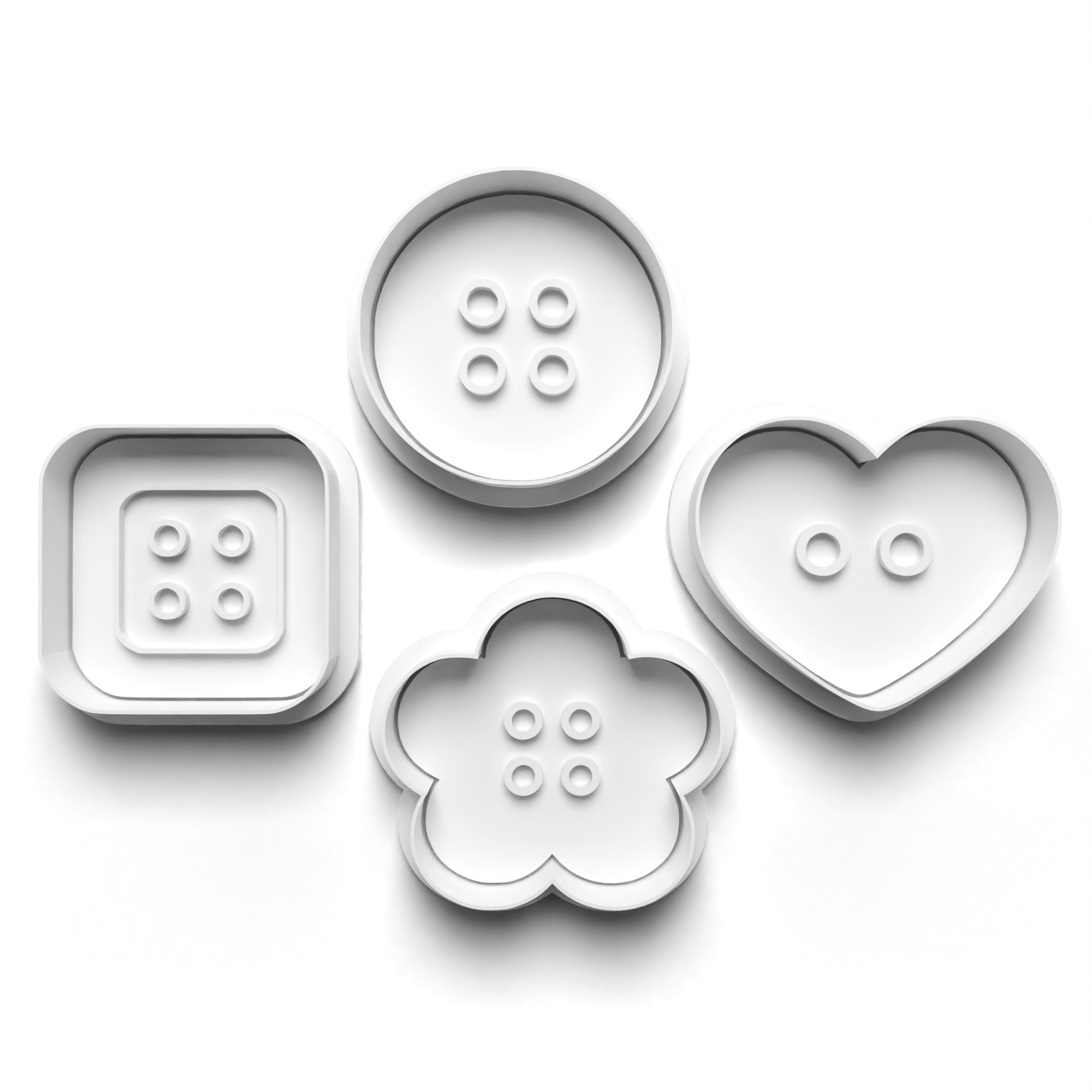 Classic Buttons Theme Cookie Cutters Set + Stamps for Baking, Crafts 1114