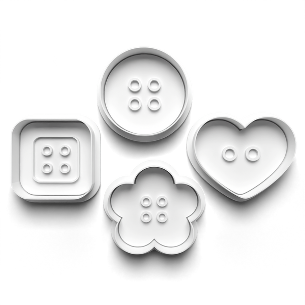 Classic Buttons Theme Cookie Cutters Set + Stamps for Baking, Crafts 1114