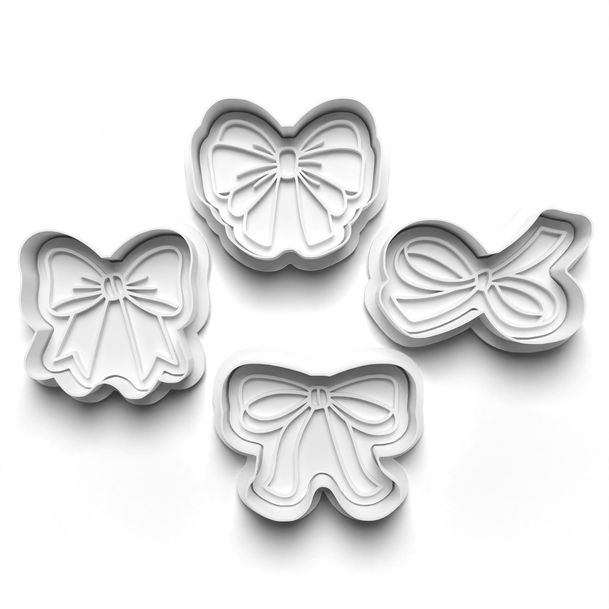 Bows Theme Cookie Cutters Set + Stamps for Baking, Crafts 1116
