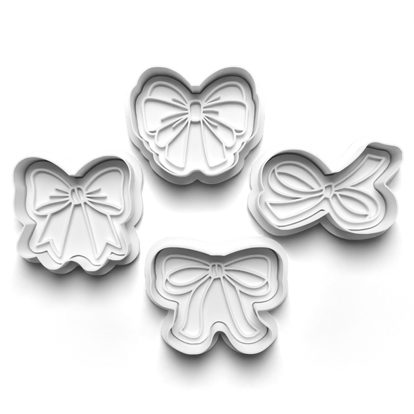 Bows Theme Cookie Cutters Set + Stamps for Baking, Crafts 1116