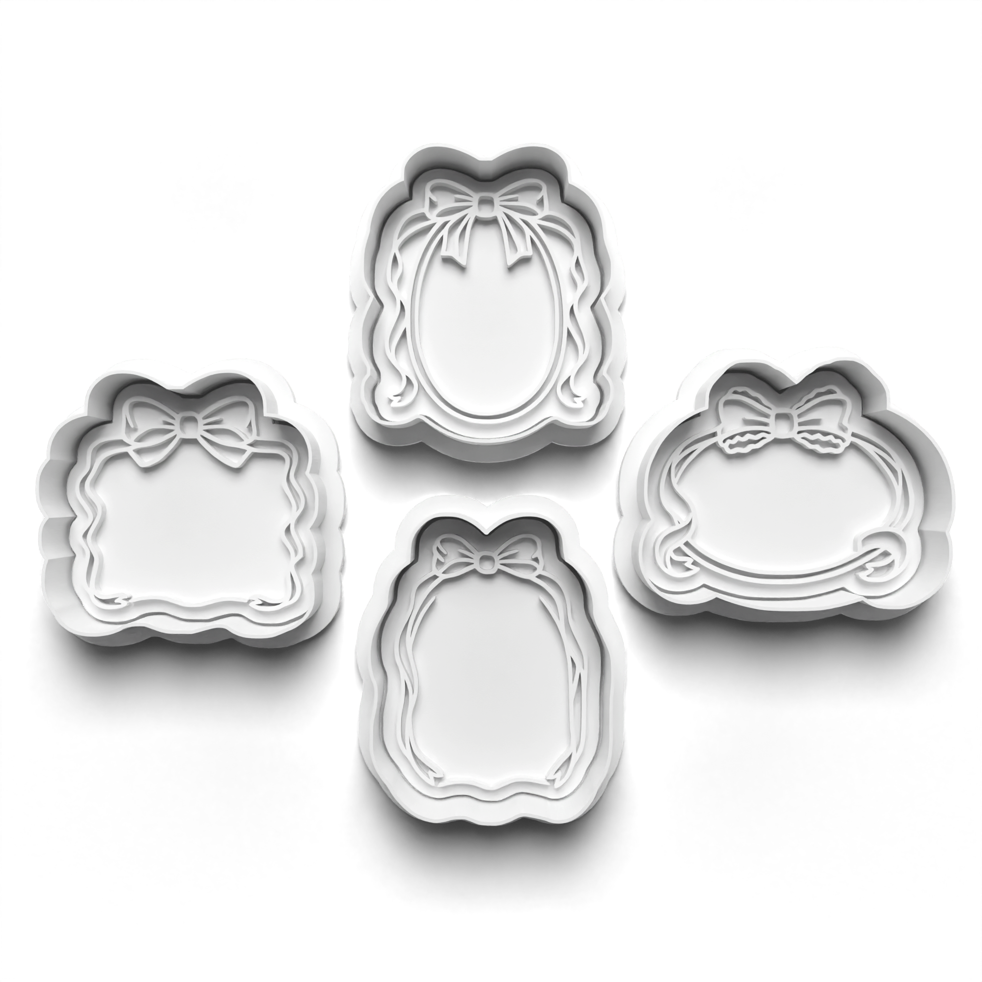 Ribbon Frame Cookie Cutters Set + Stamps for Baking, Cookies, Crafts 1117