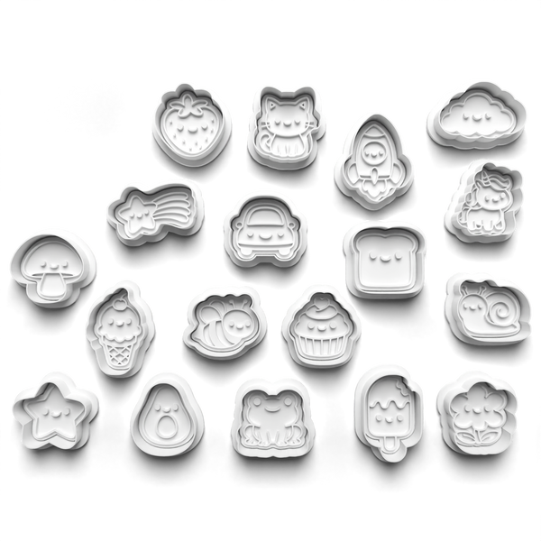 Fun Mini Cutter Set #1 16 Cookie Cutters Set + Stamps for Baking, Crafts, Cookies 1121