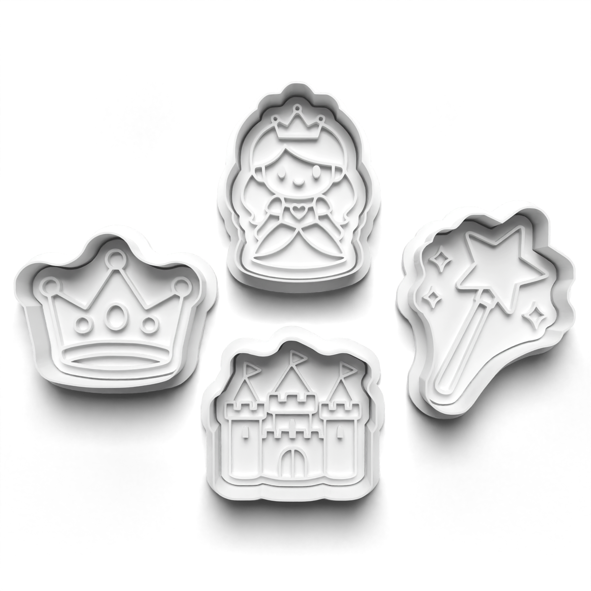 Princess Theme Cookie Cutters Set + Stamps for Baking, Cookies, Crafts 1122