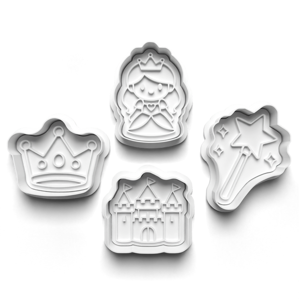 Princess Theme Cookie Cutters Set + Stamps for Baking, Cookies, Crafts 1122