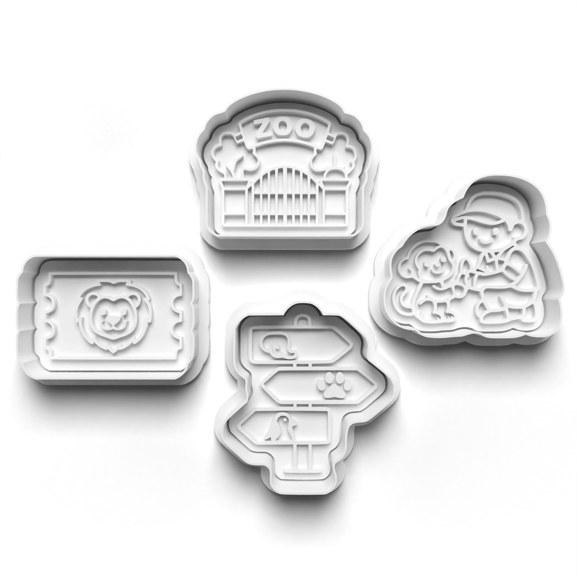 Zoo Day Theme Cookie Cutters Set + Stamps for Baking, Cookies, Crafts 1123