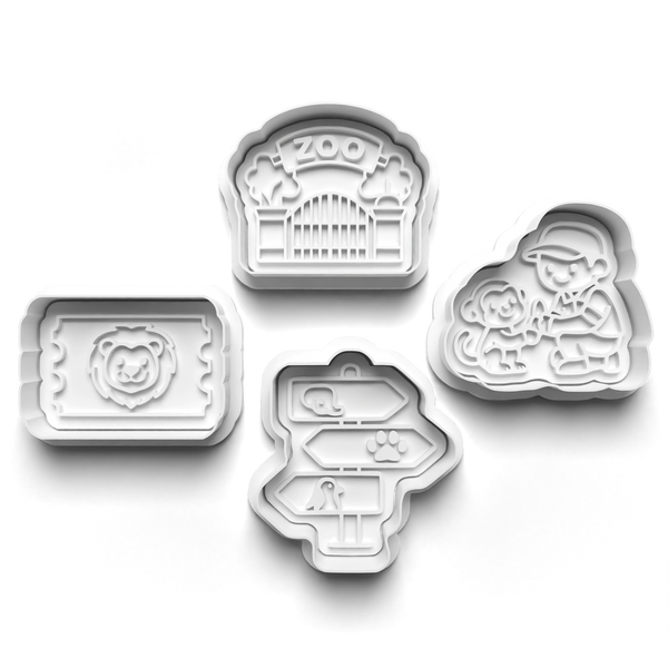 Zoo Day Theme Cookie Cutters Set + Stamps for Baking, Cookies, Crafts 1123