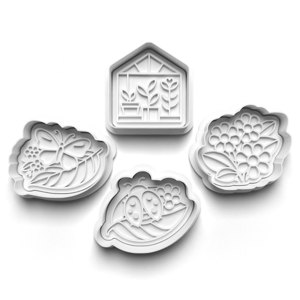 Botanical Garden Theme Cookie Cutters Set + Stamps for Baking, Cookies, Crafts 1124