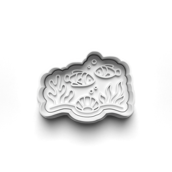 Coral Reef Theme Cookie Cutters Set + Stamps for Baking, Cookies, Crafts 1127