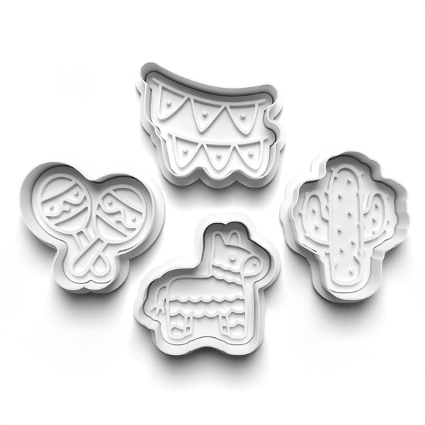 Fiesta Party Theme Cookie Cutters Set + Stamps for Baking, Cookies, Crafts 1130