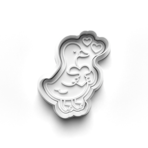 Goose In Love Theme Cookie Cutters Set + Stamps for Baking, Cookies, Crafts 1131