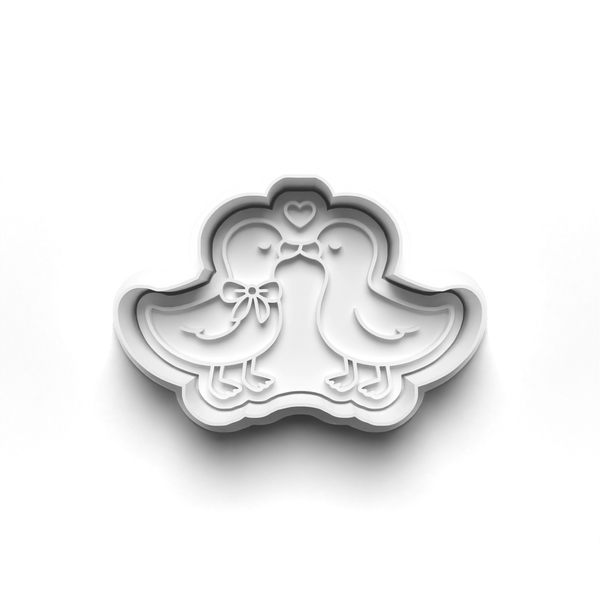 Goose In Love Theme Cookie Cutters Set + Stamps for Baking, Cookies, Crafts 1131