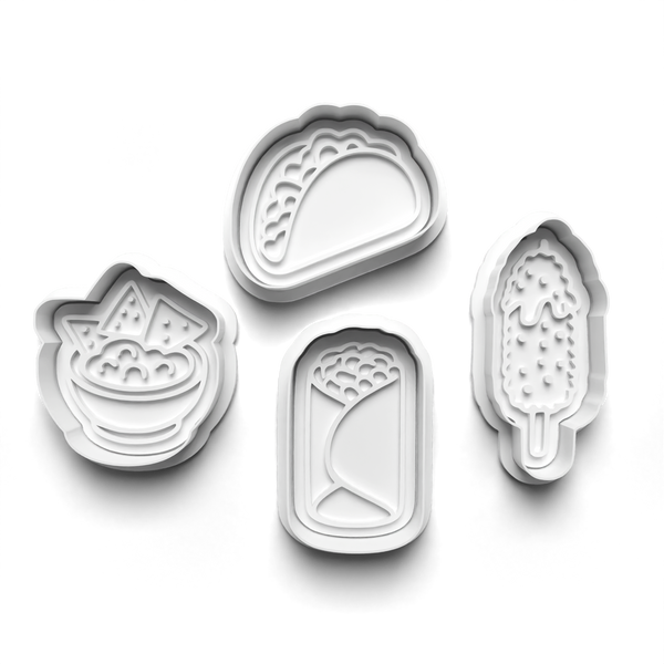 Mexican Food Cookie Cutters Set + Stamps for Baking, Cookies, Crafts 1132