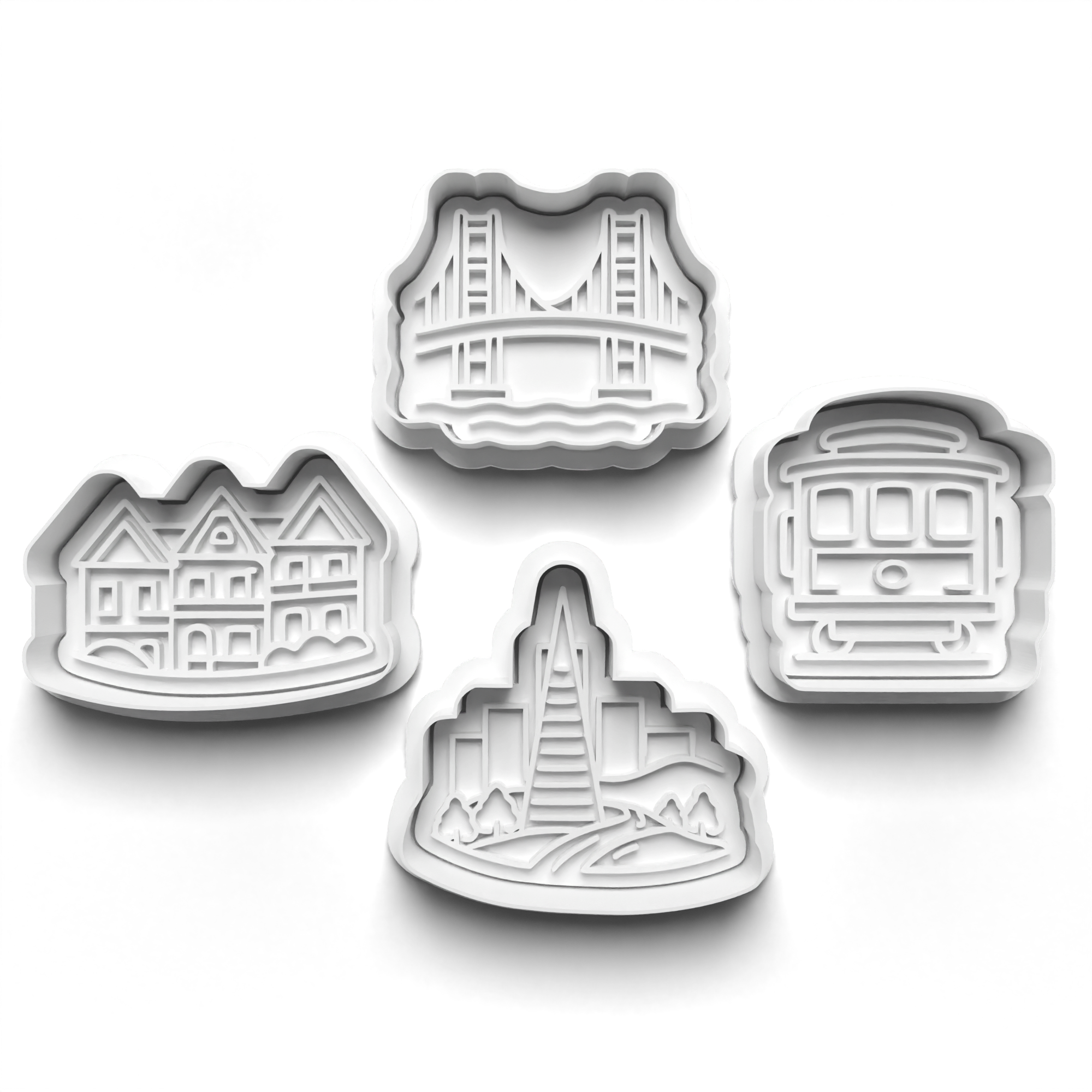San Francisco Cookie Cutters Set + Stamps for Baking, Cookies, Crafts 1134