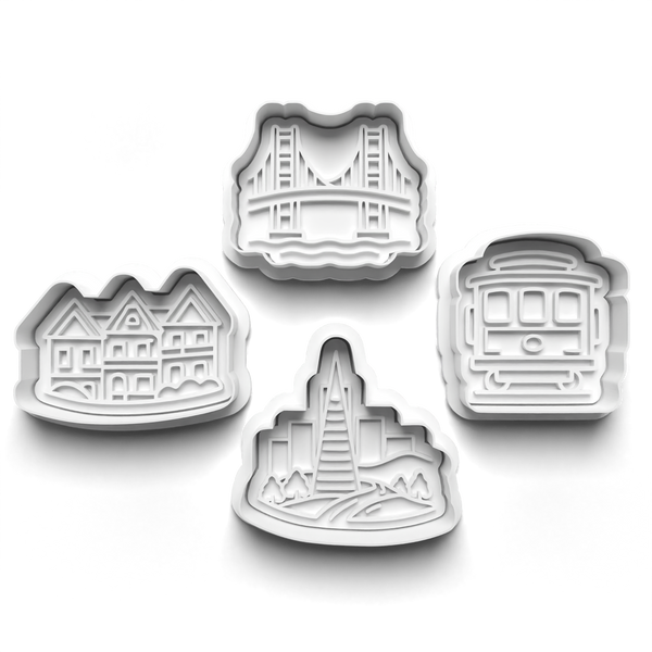 San Francisco Cookie Cutters Set + Stamps for Baking, Cookies, Crafts 1134
