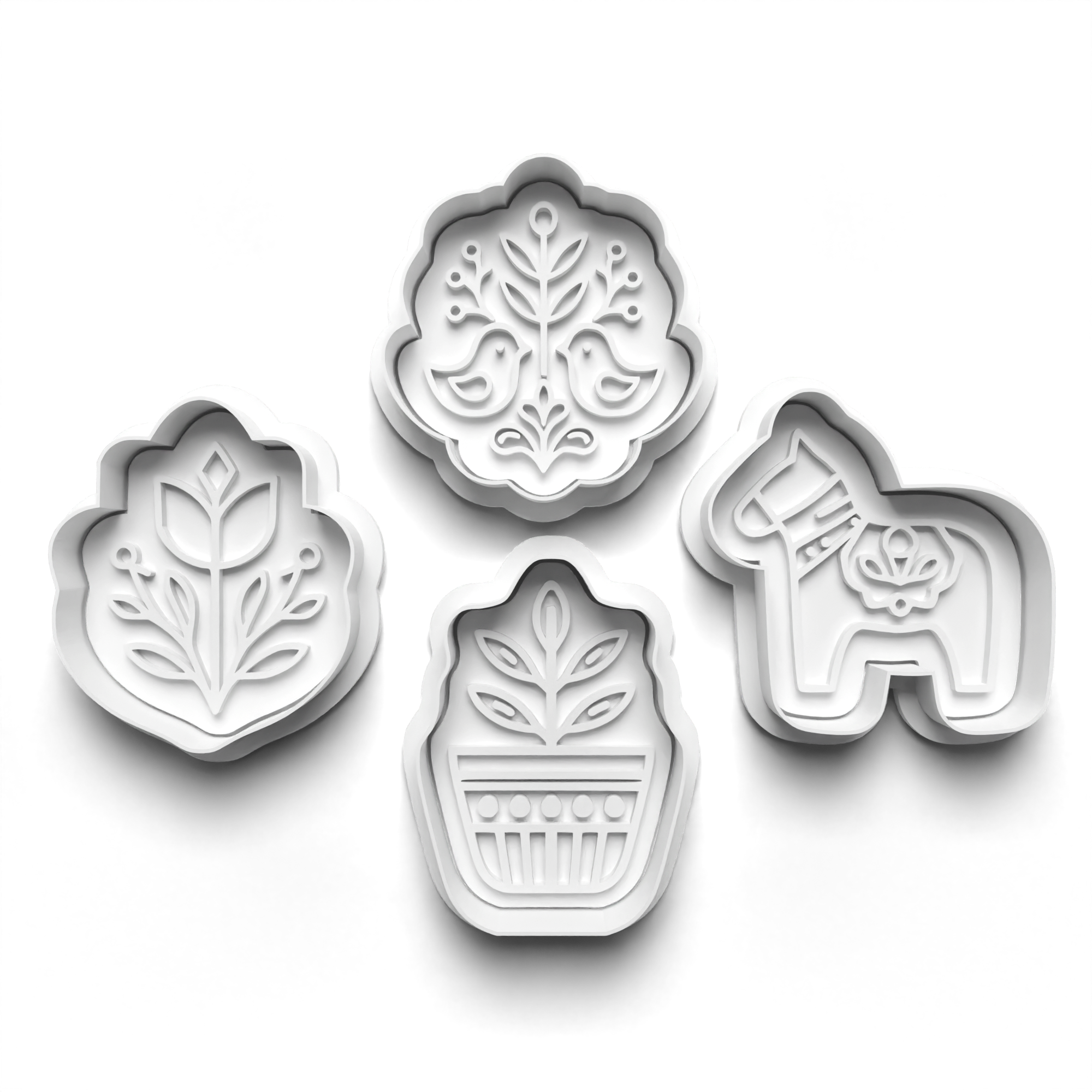 Scandinavian Folk Art Cookie Cutters Set + Stamps for Baking, Cookies, Crafts 1135