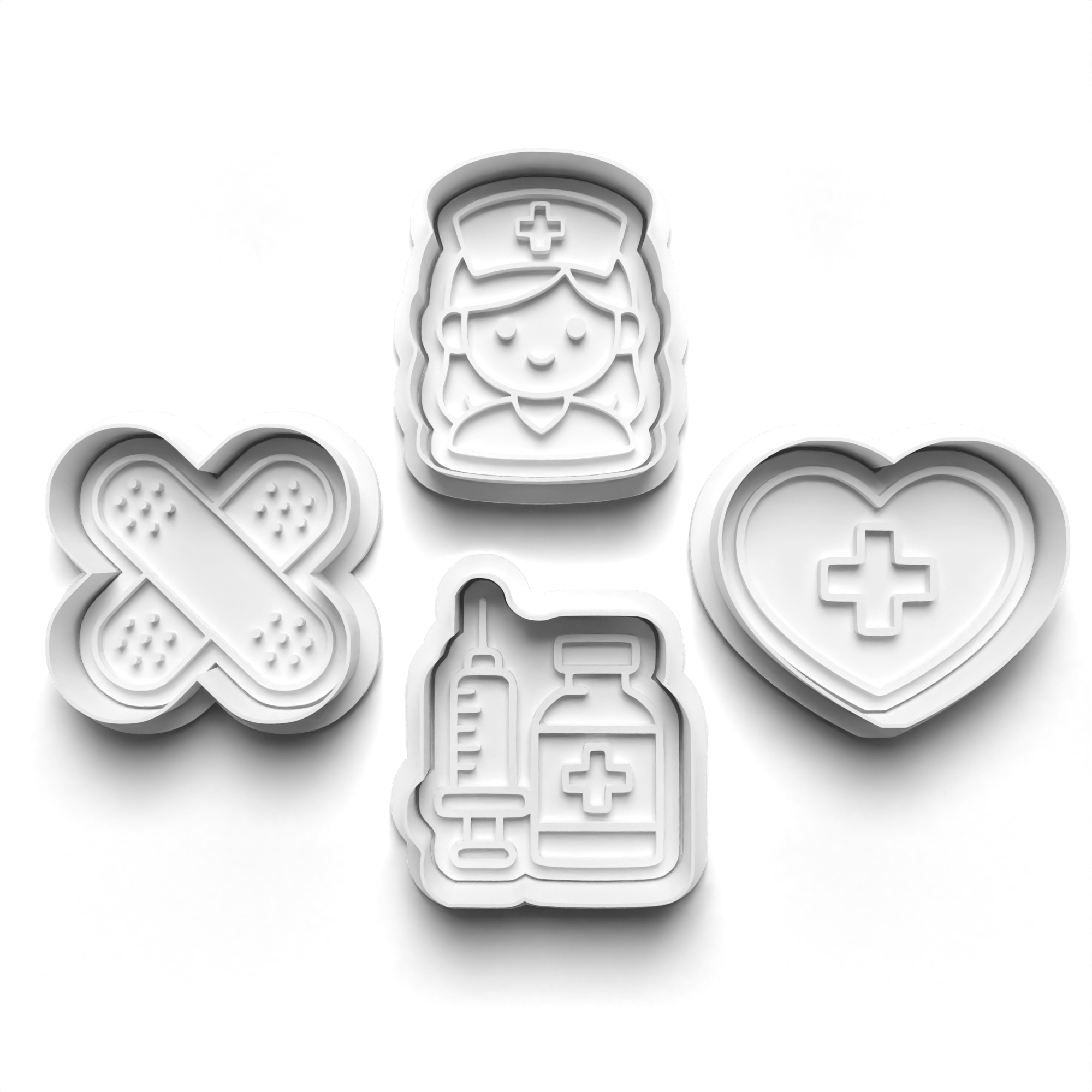 Nurse Theme Cookie Cutters Set + Stamps for Baking, Cookies, Crafts 1139