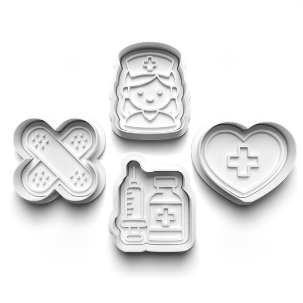 Nurse Theme Cookie Cutters Set + Stamps for Baking, Cookies, Crafts 1139
