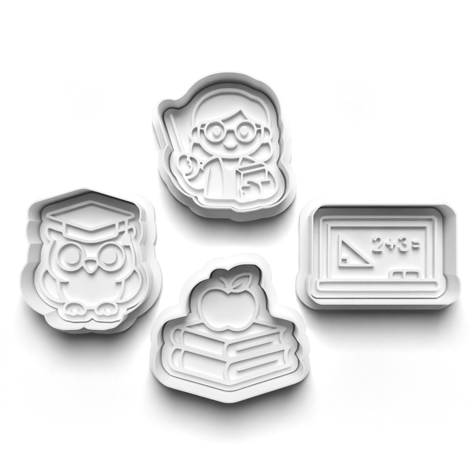 Teacher Cookie Cutters Set + Stamps for Baking, Cookies, Crafts 1140