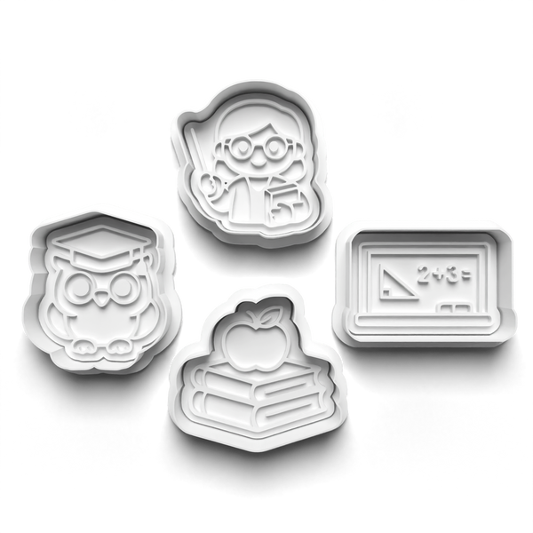 Teacher Cookie Cutters Set + Stamps for Baking, Cookies, Crafts 1140