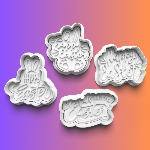 Easter Writing Cookie Cutters Set + Stamps for Baking, Crafts, Dough 0807