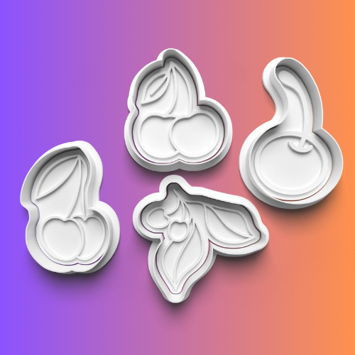 Cherries Theme Cookie Cutters Set + Stamps for Baking, Crafts, Play dough 0811