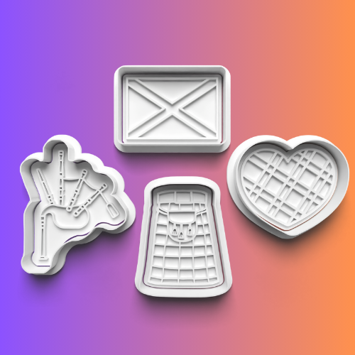 Scotland Theme Cookie Cutters Set + Stamps for Baking, Crafts, Play dough 0810