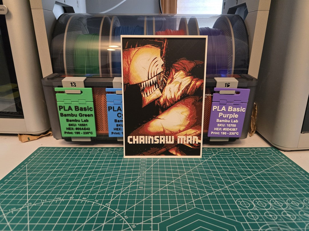 Chainsaw Man Anime  (2022) 3D Printed Fan Artwork Size: 5.25 x 7.85 inches