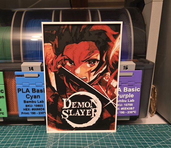 Demon Slayer Kimetsu no Yaiba 3D Printed Fan Artwork Size: 5.25 x 7.85 inches