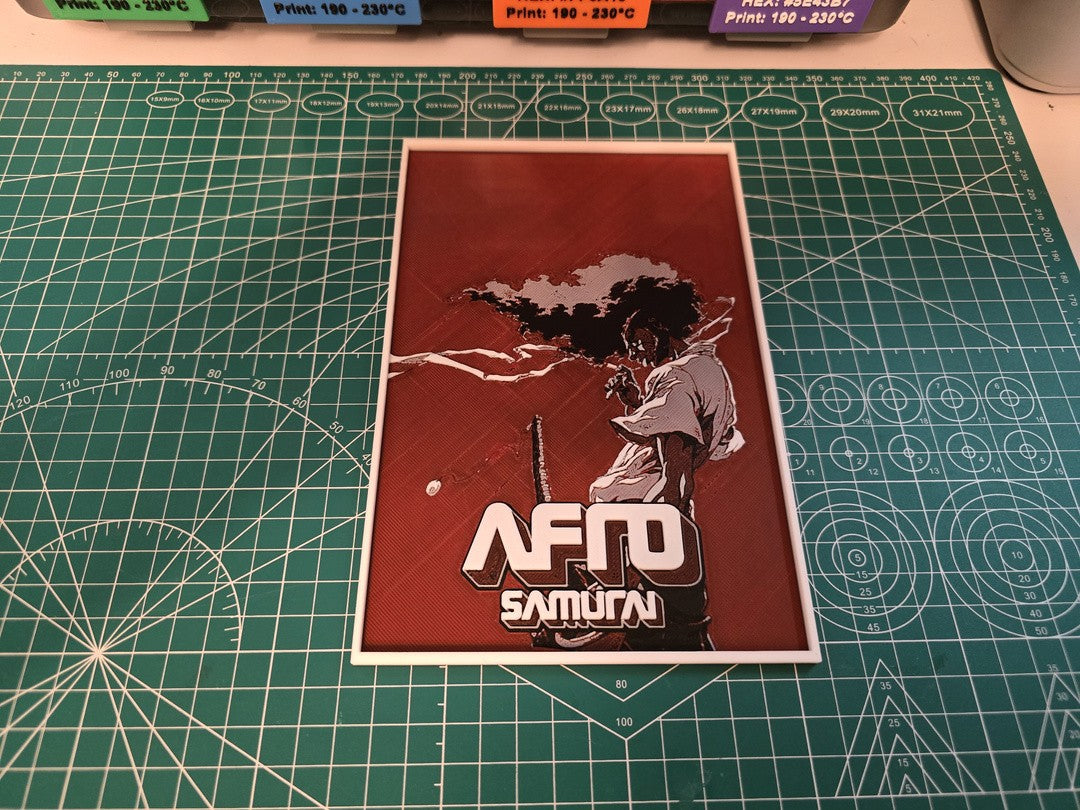 Afro Samurai (2007) 3D Printed Fan Artwork Size: 5.25 x 7.85 inches