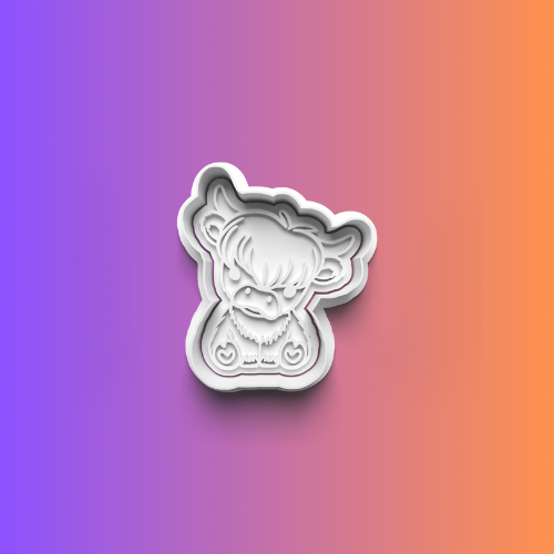 Highland Cows Theme Cookie Cutters Set + Stamps for Baking, Crafts, Play dough 0817