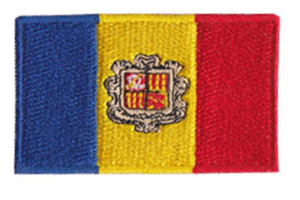 Andorra Flag Iron On Patch 2-1/2" x 1-1/2" (6.3 x 3.8 cm)