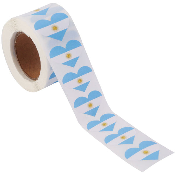 Argentina Heart Stickers * 500 Per Roll (1" x 1") 25mm x 25mm