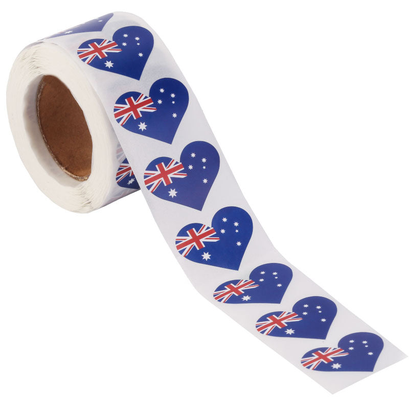 Australia Heart Stickers * 500 Per Roll (1