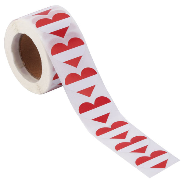 Austria Heart Stickers * 500 Per Roll (1" x 1") 25mm x 25mm