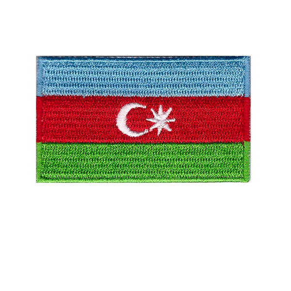 Azerbaijan Flag Iron On Patch 2-1/2" x 1-1/2" (6.3 x 3.8 cm)