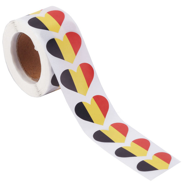 Belgium Heart Stickers * 500 Per Roll (1" x 1") 25mm x 25mm
