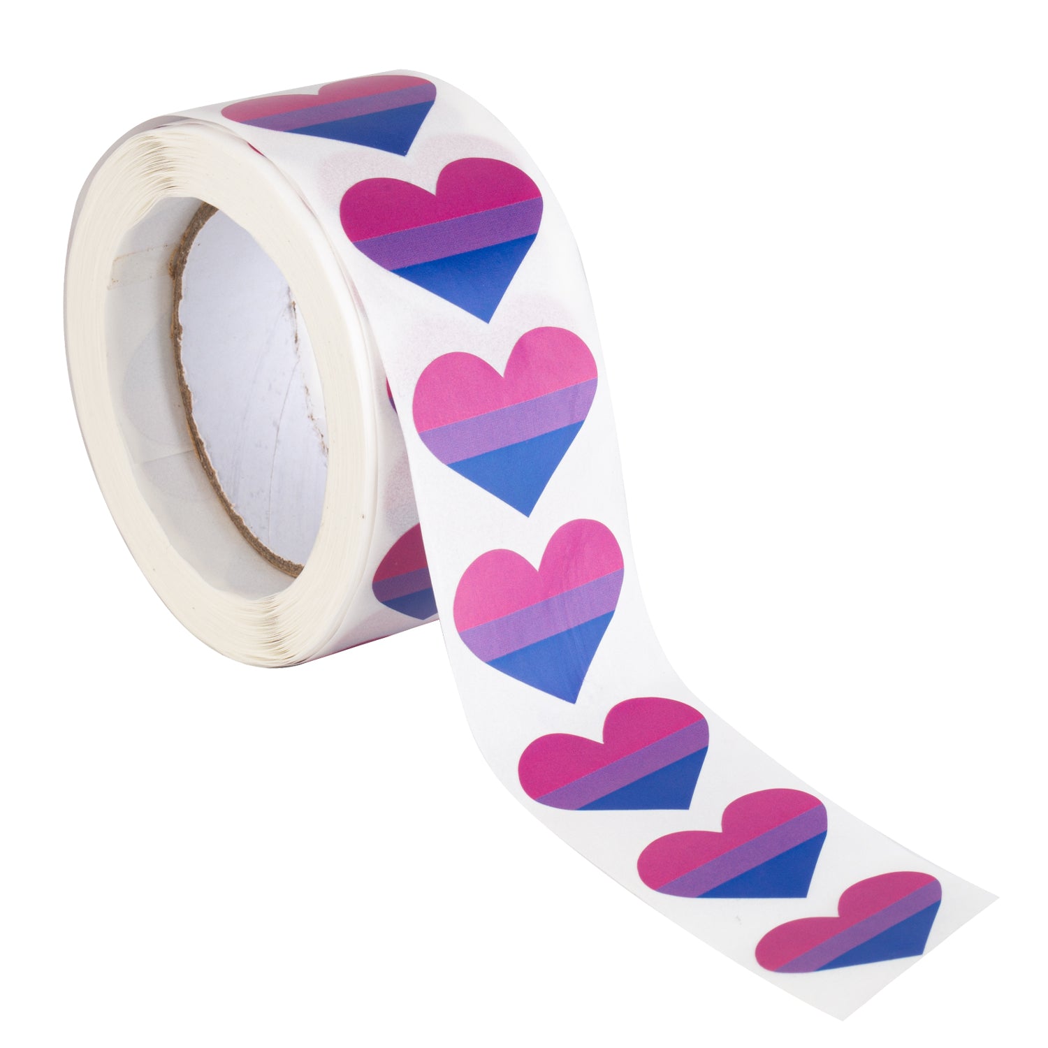 Bisexual Heart Stickers * 500 Stickers Per Roll (1