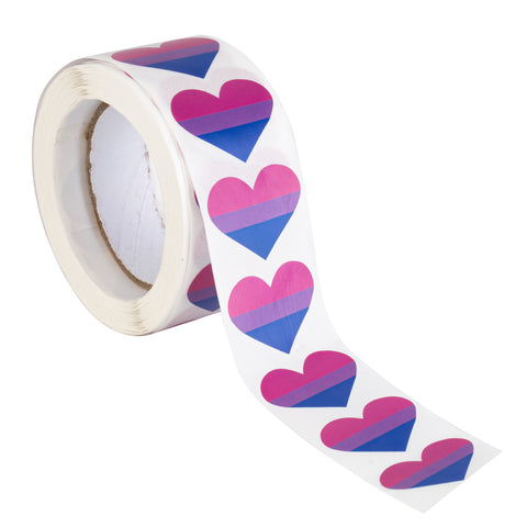 Bisexual Heart Stickers * 500 Stickers Per Roll (1" x 1")