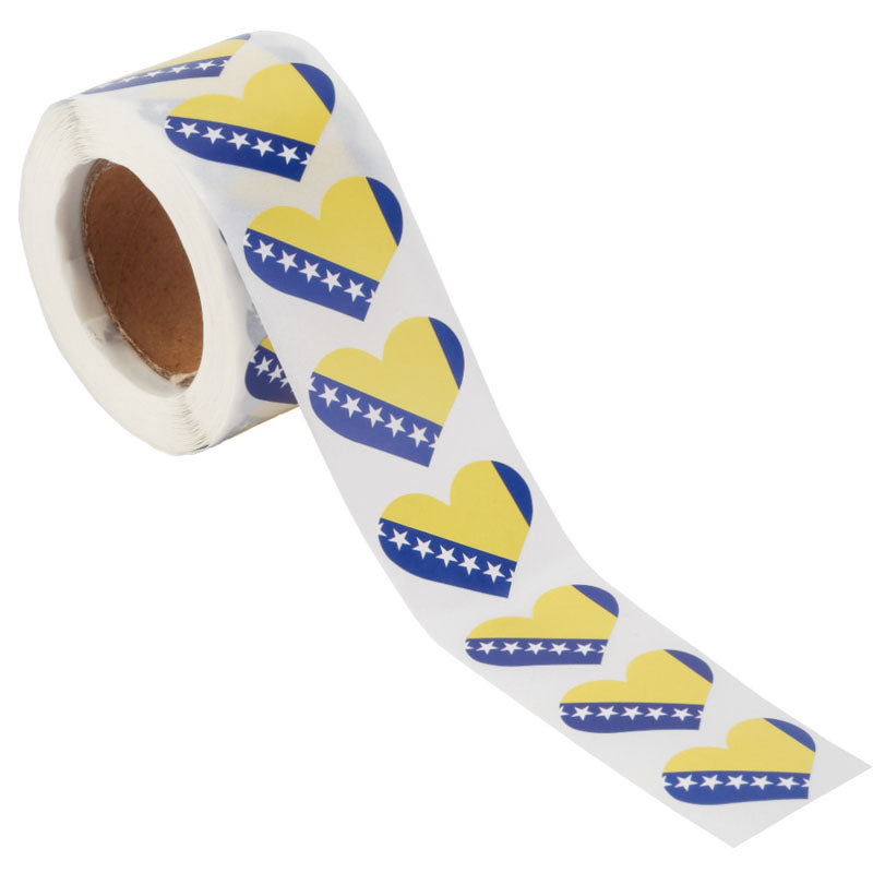 Bosnia and Herzegovina Heart Stickers * 500 Per Roll (1