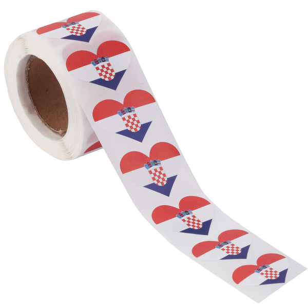 Croatia Heart Stickers * 500 Per Roll (1" x 1") 25mm x 25mm