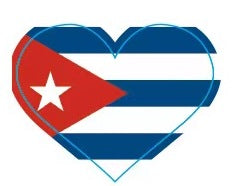 Cuba Flag Heart Stickers * 500 Per Roll (1