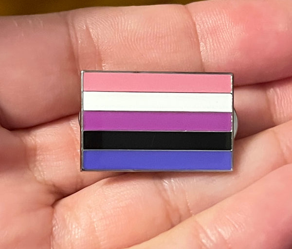 Genderfluid Flag Lapel Pin 1" - Silver