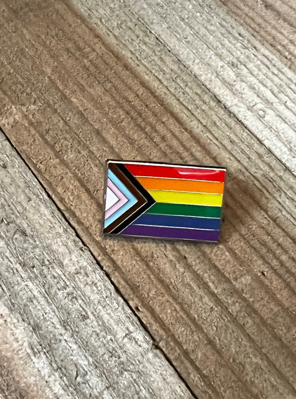 Progress Pride Flag Magnetic Pin 1" - Magnetic Backing